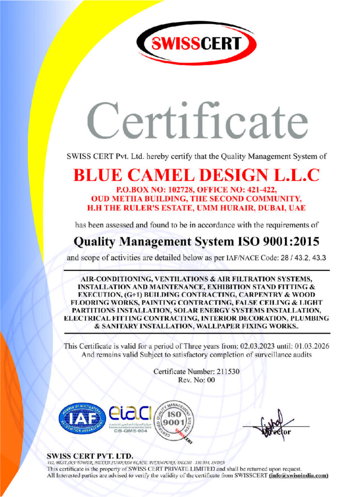 Blue camel design llc iso 9001